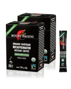Mount Hagen 25 Count Single Serve Instant Decaf Coffee Packets 2 pack Decaffeinated Organic Medium Roast Arabica Beans Ecofriendly FairTrade 2 x 25 sticks176oz50g Pack of 2