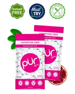PUR Gum / Aspartame Free Chewing Gum / 100% Xylitol / Natural Pomegranate Mint Flavored Gum, 55 Pieces (Pack of 2)
