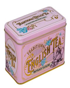 New English Teas Vintage Victorian Tea Caddy in Pink with 40 Tea Bags from 1869 Mix