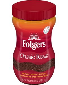 Folgers Classic Roast Instant Coffee, 8 Ounces - Rich Aroma and Smooth Flavor
