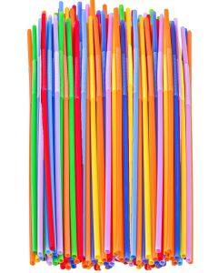 100 PCS Colorful Plastic Disposable Bendable Drinking 12.8inch Long Straws for Home Use Milk Juice Drinks Party Decorations