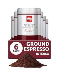 illy Ground Espresso Coffee Intenso Dark Roast 100 Arabica Premium Italian Coffee PreGround for Espresso Machines 88oz 6 Pack