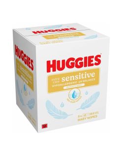 Extra Care Sensitive Baby Wipes for Sensitive Skin, 99% Pure Water, Plastic-Free, Paraben & Alcohol Free, 48 x 8 Packs (384 Wipes Total)