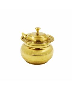 Putrika Brass Ghee Pot with SpoonOil PotStorage Container with SpoonGhee Serving Container for Kitchen Capacity 400ml Weight 200gm