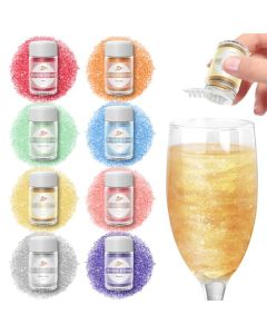 Edible Glitter for Cocktails Luster Dust Edible Powders for Drink Cake Decorating 8 Colors Food Grade Glitter Set Edible Sprinkles for Cookies Cupcakes Chocolates and Party 5gBottle