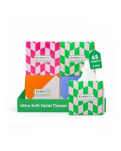 Bamboo 3 Ply Facial Tissues Cubes 65 Sheets Pack of 4