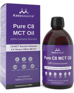 Ketosource Pure C8 MCT Oil Boosts Ketones 4X Versus Other MCTs Highest 99 Purity 100 Coconut Keto Diet Fasting Vegan Safe Gluten Free Premium Lab Tested Purity Caprylic Acid 500ml