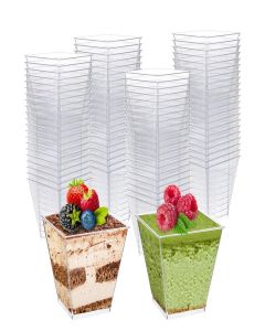 100 Pack 8 Oz Appetizer Cups, Charcuterie Cups Suitble for Dessert,Jello, Pudding,Parfait Fruit, Plastic Disposable Dessert Cups for Party Wedding Bridal Shower Catering Supplies