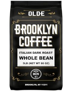 BROOKLYN COFFEE Whole Bean Italian Dark Roast 5lb Extra Strong Delicious Taste Heavenly Aroma Fresh Bulk Coffee Beans Roasted Weekly in NYC