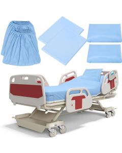 Moukeren 6 Pcs Hospital Bed Sheets for Home Use Extra Long Hospital Bed Fitted Sheets Sets 36 x 84 x 14 Inches Included Quilt Cover and Pillow Case Blue