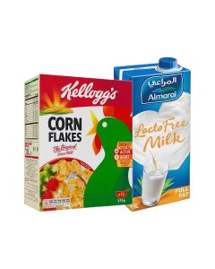 Corn Flakes Original 375grams & Long Life Milk Lactose Free Plain 1Liters Bundle