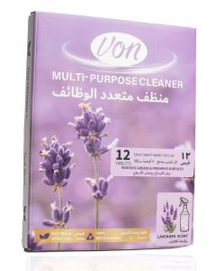 VON Multi-Purpose Cleaner Tablets 12 Count / Lavender Scent / Powerful Surface Cleaner / Grease & Dirt Removal / Easy-Dissolve Cleaning Tablets