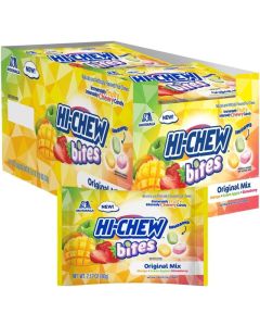 HI-CHEW Bites Original Mix Bulk Candy - 12 Bags of 2.12oz Each with Mango, Green Apple, and Strawberry Flavors