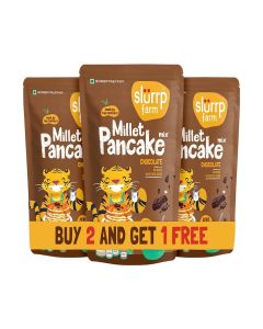 Slurrp Farm Chocolate Pancake Mix / No Wheat Flour, Refined Flour or Starch / Made with Millets - Gluten Free Grains / Vegan and Dairy Free Healthy Snack / High in Protein / 150g (Pack of 3)