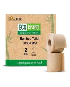 Eco Kranti - Bamboo Toilet Tissue Roll / 300 Pulls x 2 Packs / 100% Natural / Soft & Highly Absorbent / Biodegradable, Compostable & Eco-Friendly / Travel Friendly / Chemical-Free & Hypoallergenic