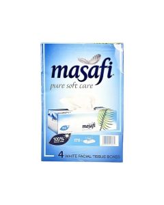 Masafi Pure Soft White Facial Tissue Paper 170 sheets X 2ply Skin Care Facial Tissue- 4pcs