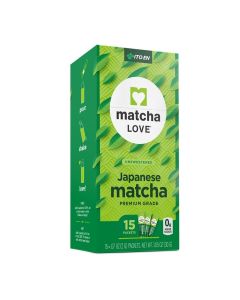 Matcha Love Japanese Matcha Unsweetened Green Tea Powder 15 Sticks per 45ml Tubes - Single Pack