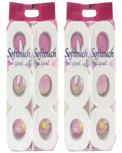 Softouch 2 Ply Toilet Paper Tissue Roll Family Pack 6-in-1 (230 Sheets Per roll (Pack of 2