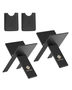 Fortune Nexus Stainless Steel Foldable Cigar Stands 2Pack with PU Leatherette Pouches Portable Compact Cigar Rest for Travel Desktop