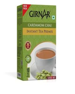 Girnar Cardamom Chai Instant Tea Premix, 10 Single Serve Sachets, Ready to Serve Hot Beverage Mix