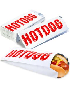 Greaseproof Warming Foil Hotdog Wrapper Bags 50pk Classic HotDog Bags in Aluminum Wrap Keep Hot Dog Warm and Fresh Super Durable Perfect Party Supplies for Carnival Fundraiser Concession Stand