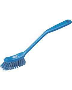 Vikan Fine Dish Brush HeavyDuty Narrow SlipResistant Cleaning Brush Polypropylene Polyester Bristle 11 Inch Blue 42873