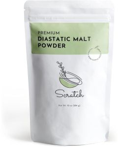 Scratch Premium Diastatic Malt Powder for Baking - 10oz Dried Barley Malt for Bread, Pizzas, and Desserts