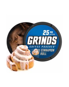 Grinds Coffee Pouches Cinnamon Roll Flavor 3 Cans BrewFree Coffee Alternative 18 Pouches Per Can