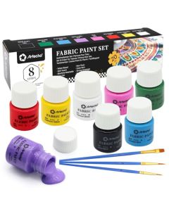 Artecho Fabric Paint Set 8 Colors 20ml 07 oz Each Permanent Clothing Paint for DIY TShirts Tote Bags Canvas Washable Flexible Textile Paint