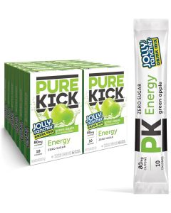 PURE KICK Energy Singles To Go Drink Mix, Jolly Rancher Green Apple - 12 Boxes with 72 Total Packets