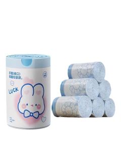 High Quality Blue Heart Rabbit Drawstring Garbage Bag, Cute Cartoon High-Value Home Kitchen Portable Thickened Printed Garbage Bag - 1 Roll Of 70 Pieces