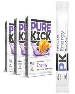 PURE KICK Energy Singles To Go Drink Mix, Mango Acai, 6 Count (Pack of 3)