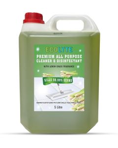 ECOLYTE+ Floor Cleaner, Premium All Purpose Cleaner Plus Disinfectant, for Hospital, Home, Office & Commercial Use for Dirt, Stains & Germs, Floor Cleaning (Lemon Grass, 5 Liter)