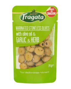Fragata Marinated Stoneless Olives With Garlic & Herb 70gm
