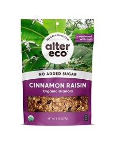 Alter Eco Cinnamon Raisin Granola Healthy Organic Breakfast Snack Naturally Sweetened with Fruit Vegan No Artificial Sugars or Additives RegenerativelyFarmed Oats Cinnammon Raisin 1 Pack