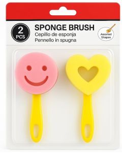 Sponge Brush 15 cm Pack of 2 Multi-Purpose for Kitchen and Bathroom Cleaning