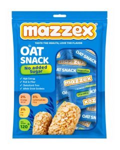 Mazzex Sugar-Free Oat Snack 120g (12 Bars) / Healthy Snack, Sugar-Free & Low Sugar Oats Bar / High-Fiber Energy Bar, Guilt-Free Breakfast Treat for Kids & Adults