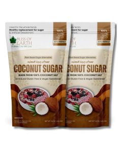 Bliss of Earth Coconut Sugar 2X454g, 100% Natural Unrefined Vegan Sweetener, Low Glycaemic Index, Gluten-Free Sugar Substitute for Coffee, Tea, Baking & Smoothies, Made from Pure Coconut Sap