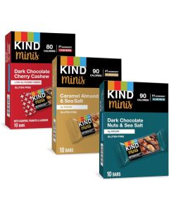 KIND Bar Minis Variety Pack - Dark Chocolate Nuts & Sea Salt, Caramel Almond & Sea Salt, Dark Chocolate Cherry Cashew - Healthy Gluten Free Snacks, 30 Count
