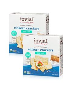 Jovial Organic Sourdough Einkorn Sea Salt Crackers Sourdough Crackers for Cheese Platter Made with Einkorn USDA Organic NonGMO 45 Oz 2 Pack