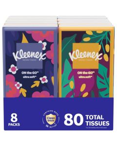 Kleenex OnTheGo Facial Tissues 8 OnTheGo Packs 10 Tissues per Box 3Ply 80 Total Packaging May Vary