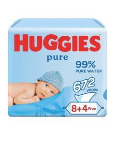 Huggies Pure Baby Wipes, 99% Pure Water Wipes, 12 Pack x 56 (672 Wipes)