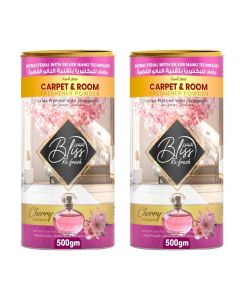 Fresh Carpet Powder & Room Freshener, Antibacterial Silver Nano Odor Eliminator 2X500G, Cherry Blossom Scent