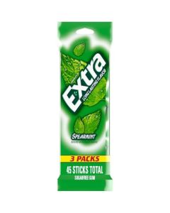 EXTRA Spearmint Sugar Free Chewing Gum 3 Pack Bulk Gum 45 Sticks Total LongLasting Fresh Breath Individually Wrapped
