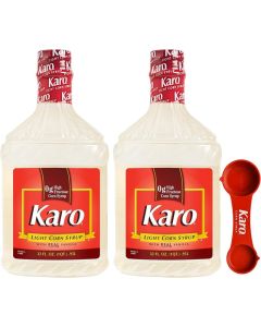 Karo Light Corn Syrup with Real Vanilla - 32 Ounce Bottles (Pack of 2) with Measuring Spoon