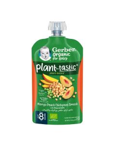 Gerber Organic Plant-Tastic Mango, Peach, Chickpeas Smash With Peas & Oats Puree