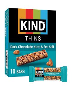 KIND THINS Dark Chocolate Nuts & Sea Salt Bars (Now with Peanuts), Gluten Free, 4g Sugar, 0.74 oz bars, 10 count