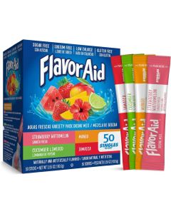 Flavor Aid Aguas Frescas Singles To Go Variety Pack - Powdered Drink Mix with 50 Single Servings