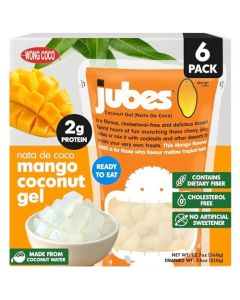 Jubes Mango Nata De Coco Jelly Cubes 127 oz Pack of 6 Mango Coconut Jelly Cubes for Sago Coconut Gel in Syrup Toppings for Fruit Tea Boba Bubble Tea Drinks Desserts Yogurt Ice Cream Beverage
