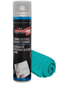Ambro-Sol Stainless Steel Polish Cleaner 600ml with Microfiber Cloth Included